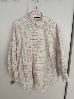 Massimo Dutti Cream Shirt with Black Dash Print